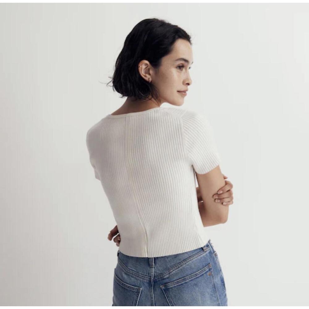 Madewell Ribbed Square Neck Cropped Tee - Women's Medium - Picture 3 of 6